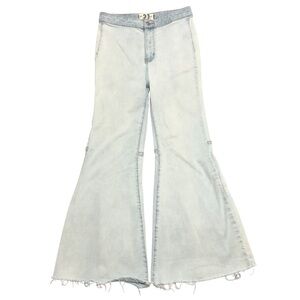 Free People Youthquake Crop Flare High Rise Jeans in Bleach Out
